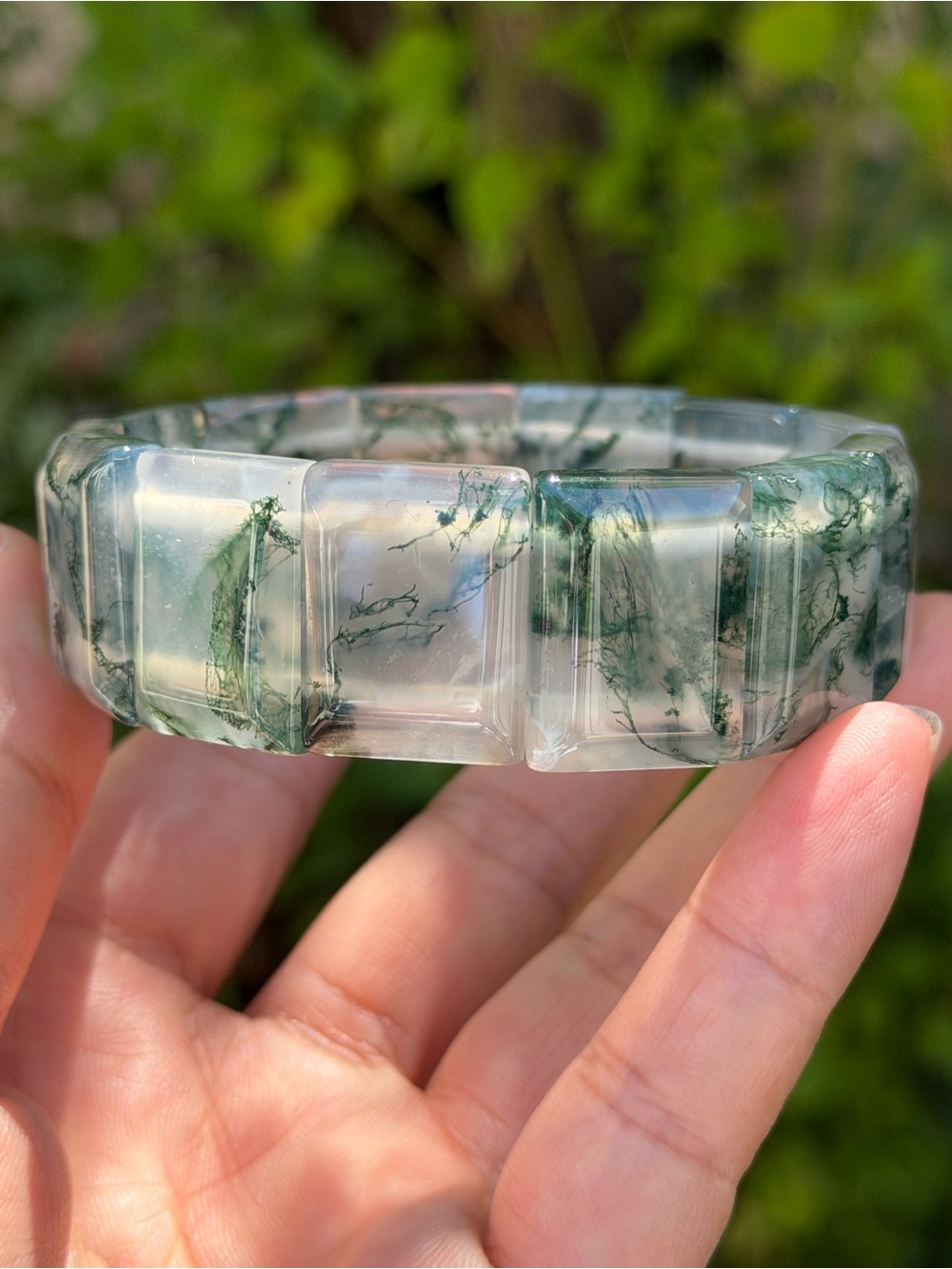 High Quality Translucent Moss Agate Soft Bangle 1661